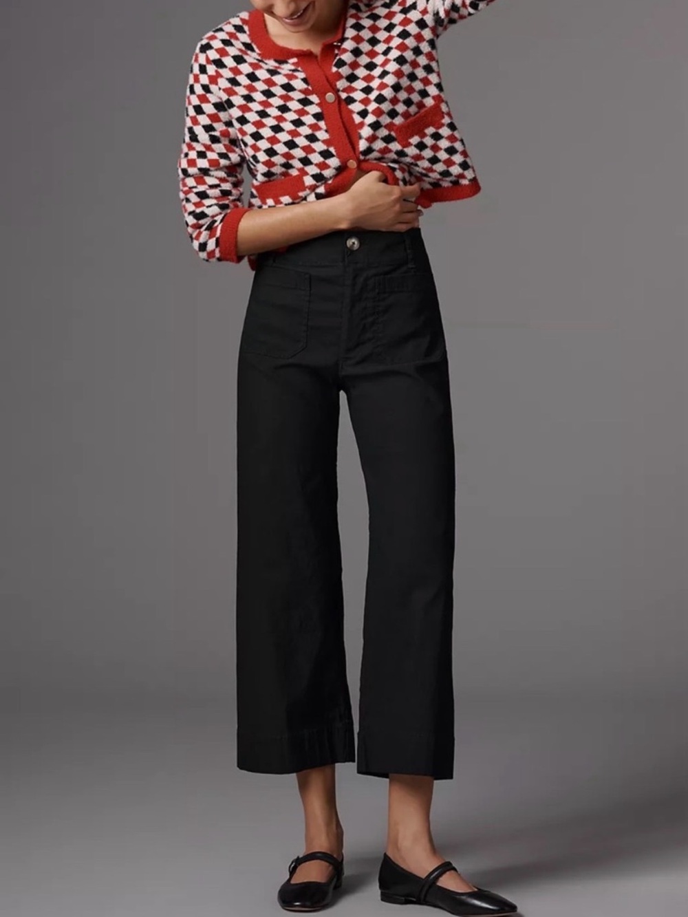 Anthropologie Maeve The Collette Wide Leg Cropped Pants in Black Women's 25